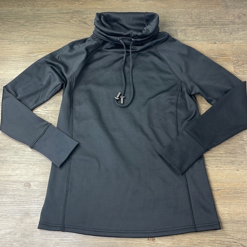 Athleta Women’s Black Pullover Turtleneck Tech Sweatshirt, size small